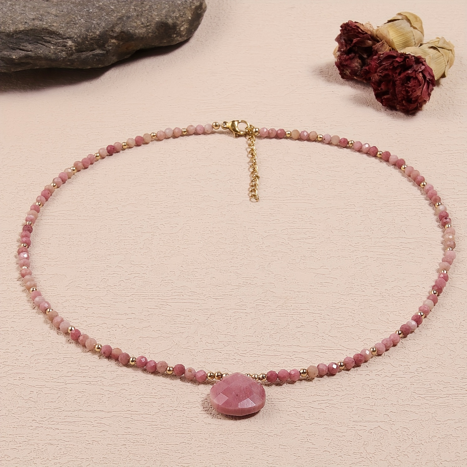 Bohemian Teardrop Pendant Necklace, Adjustable Design